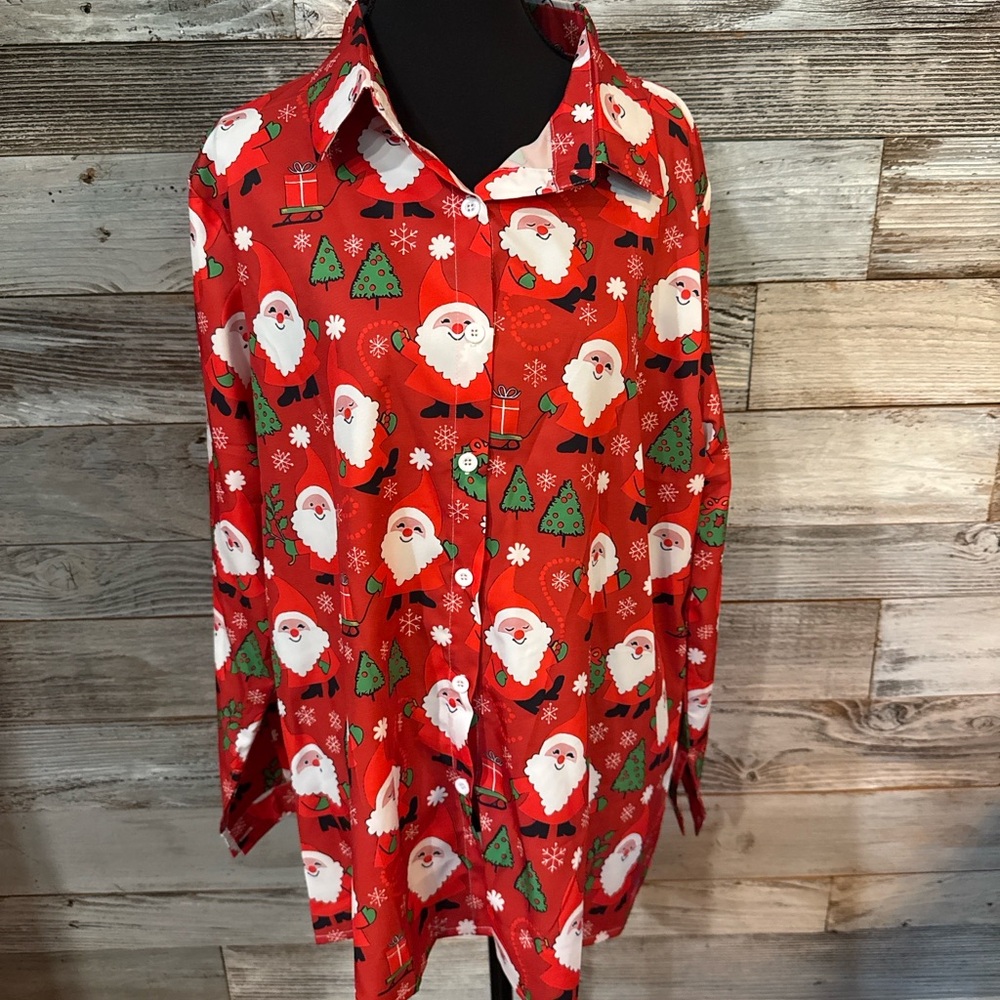 Santa Claus Christmas Button-Up Shirt